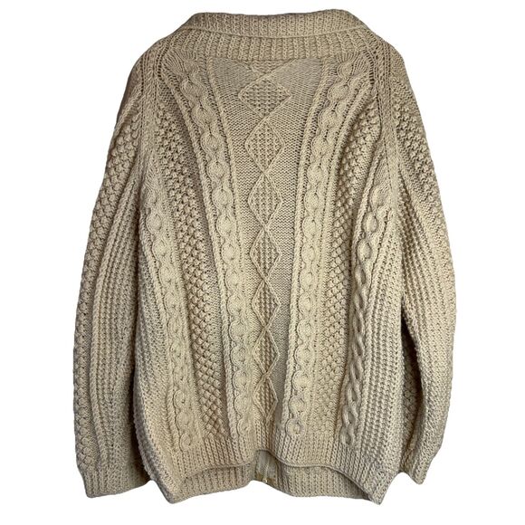 Vtg Connemara Knitwear Ireland Merino Wool Zip-up Cardigan Cable Knit M/L - Picture 2 of 9